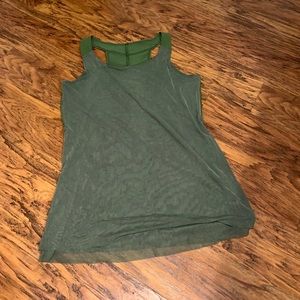 Army Green Mesh Workout Tank Top